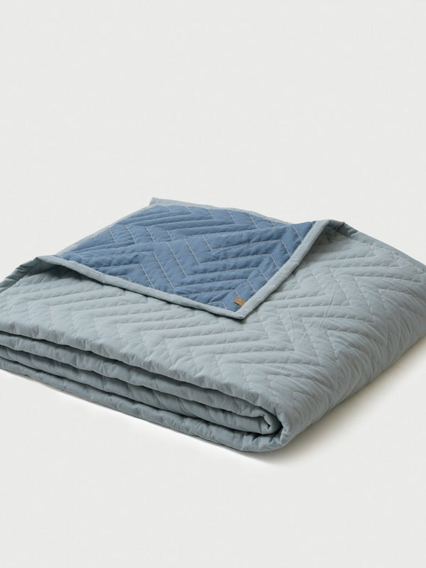 Quilted Bedding Set - Chevron Blue