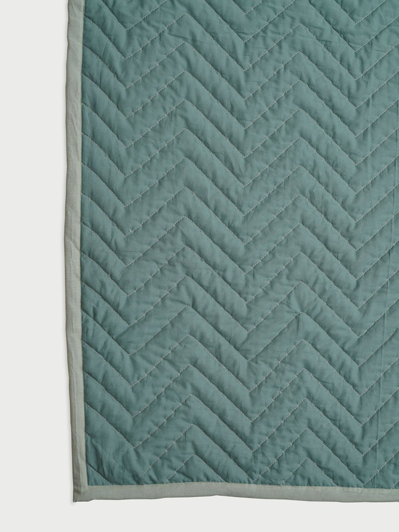 Chevron Green Quilted Bedding Set