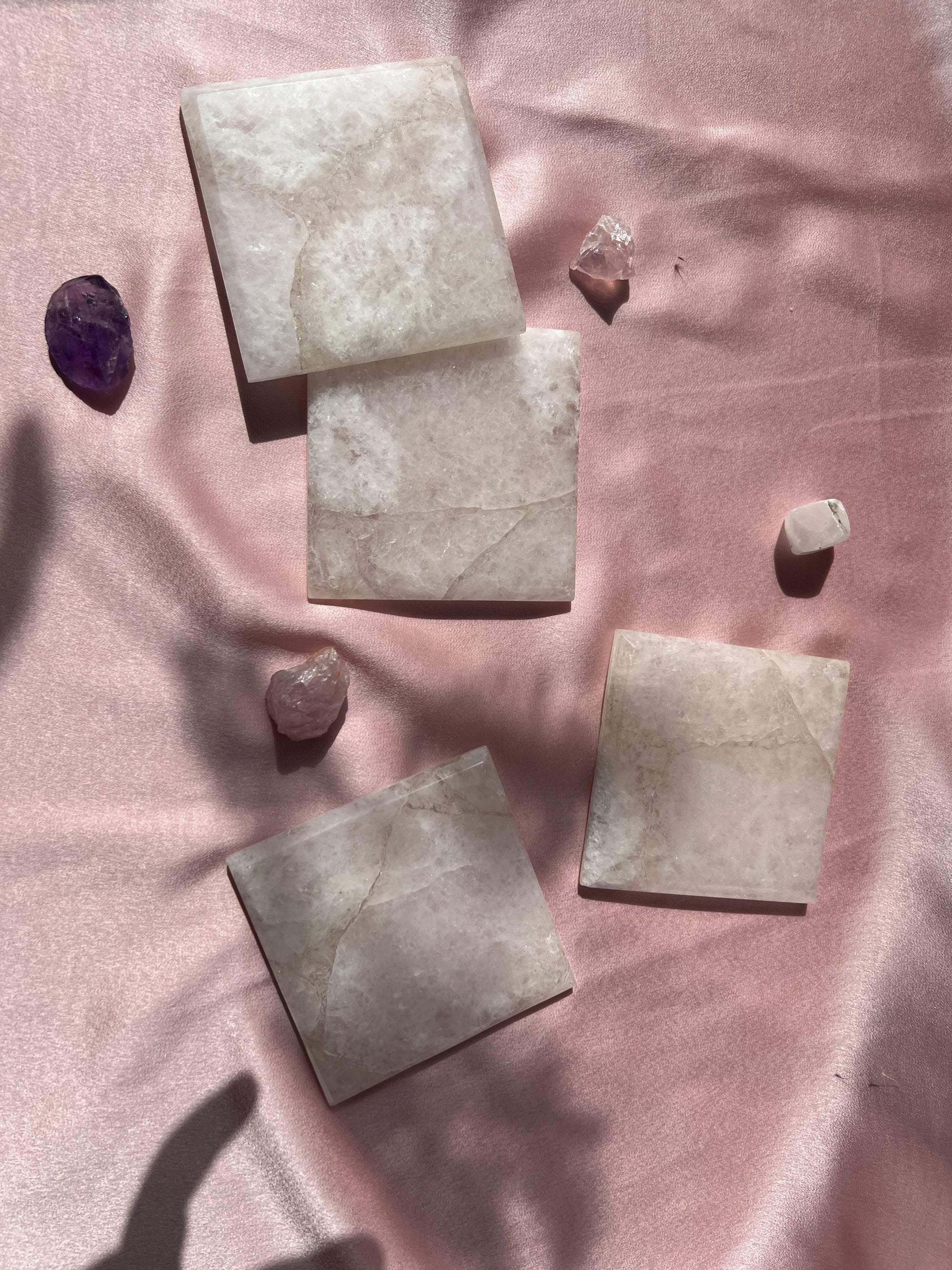 Clear Quartz Square Coaster Set of 4