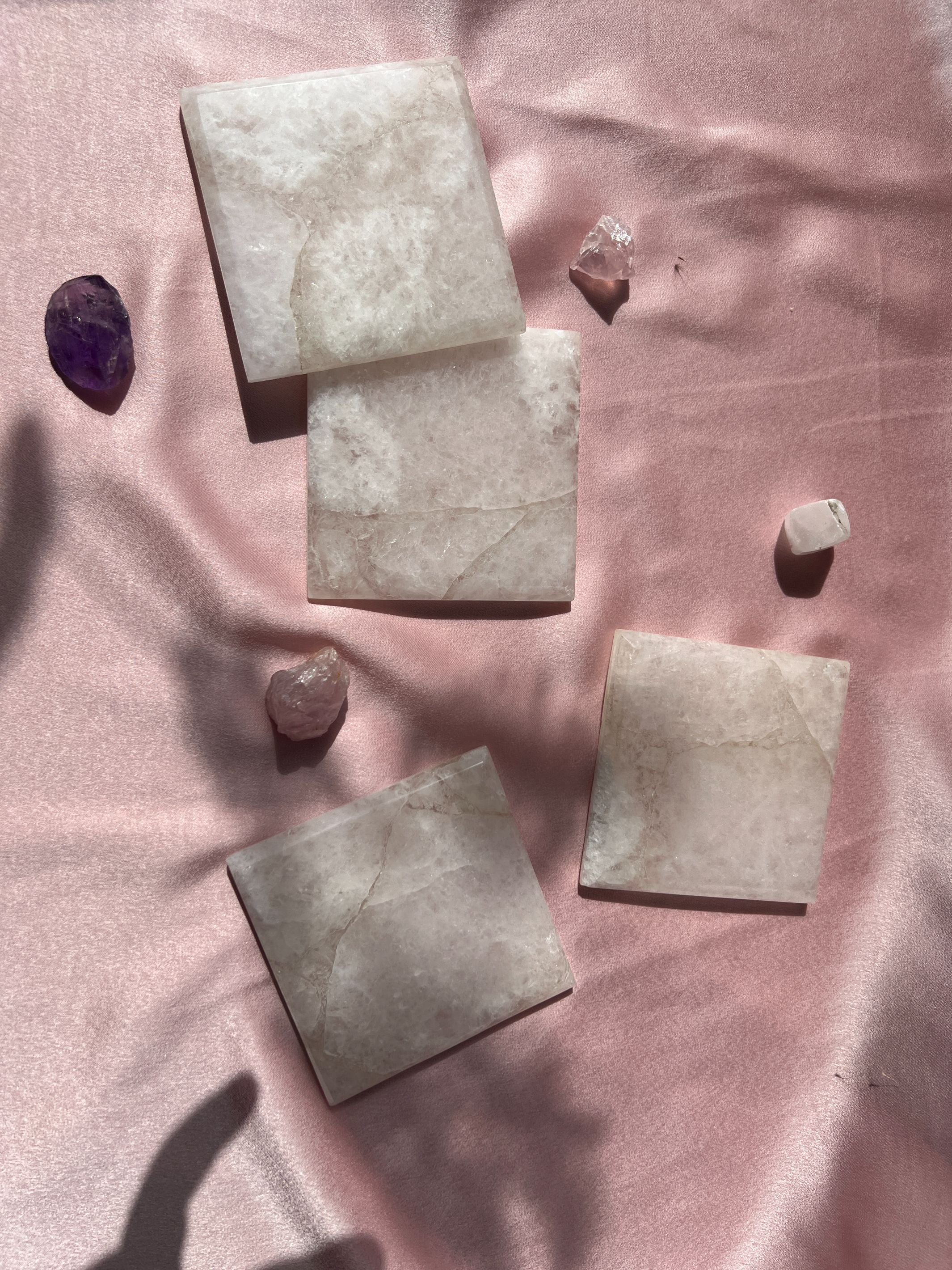 Clear Quartz Square Coaster Set of 4