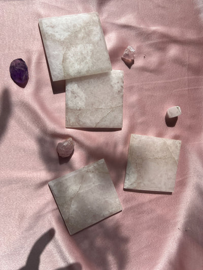 Clear Quartz Square Coaster Set of 4