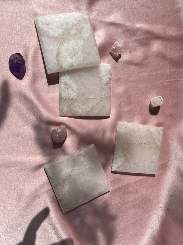 Clear Quartz Square Coaster Set of 4