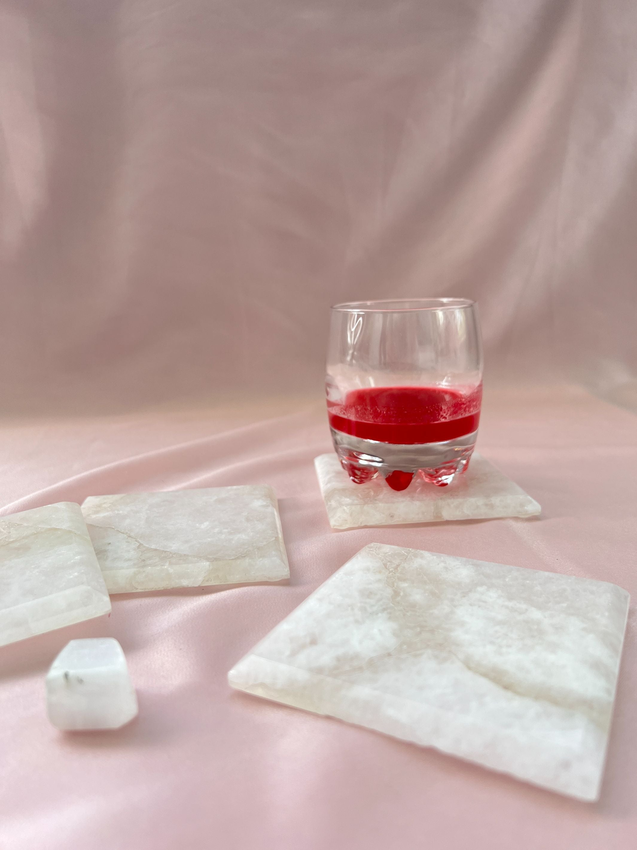 Clear Quartz Square Coaster Set of 4