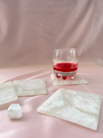 Clear Quartz Square Coaster Set of 4