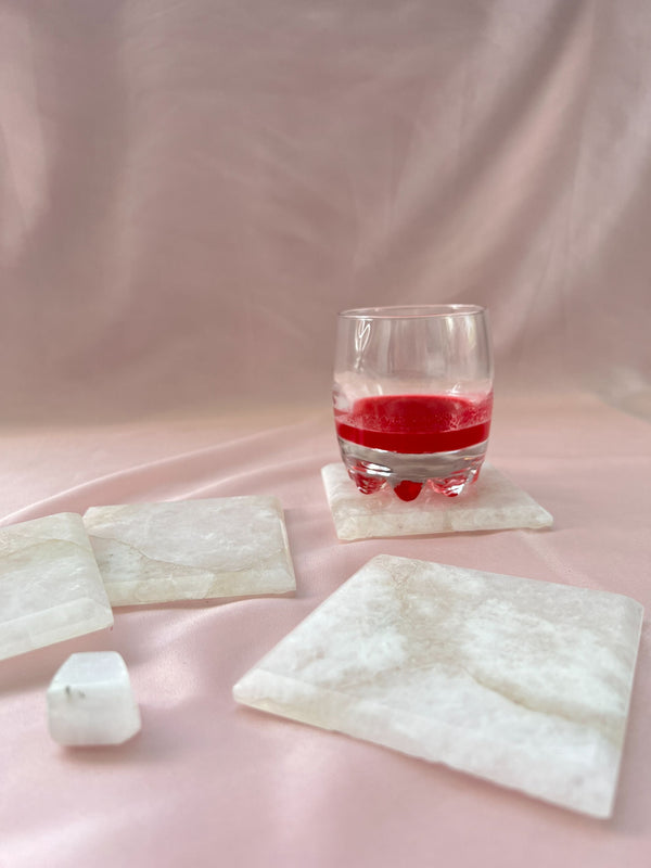 Clear Quartz Square Coaster Set of 4