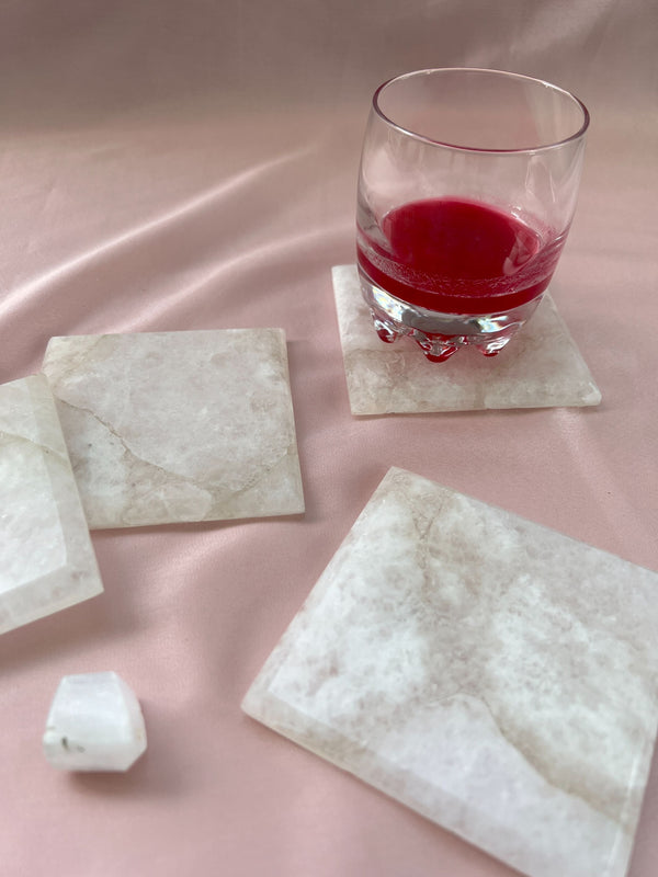 Clear Quartz Square Coaster Set of 4