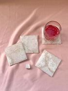 Clear Quartz Square Coaster Set of 4