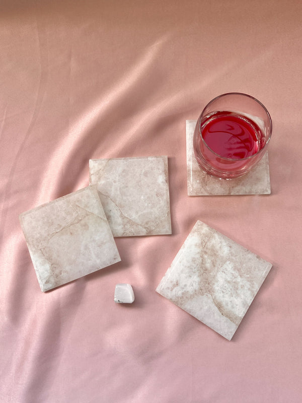 Clear Quartz Square Coaster Set of 4