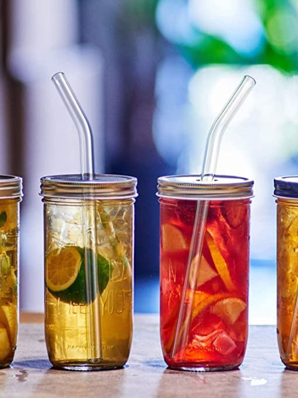 Clear Transparent Glass Straws 6 pcs