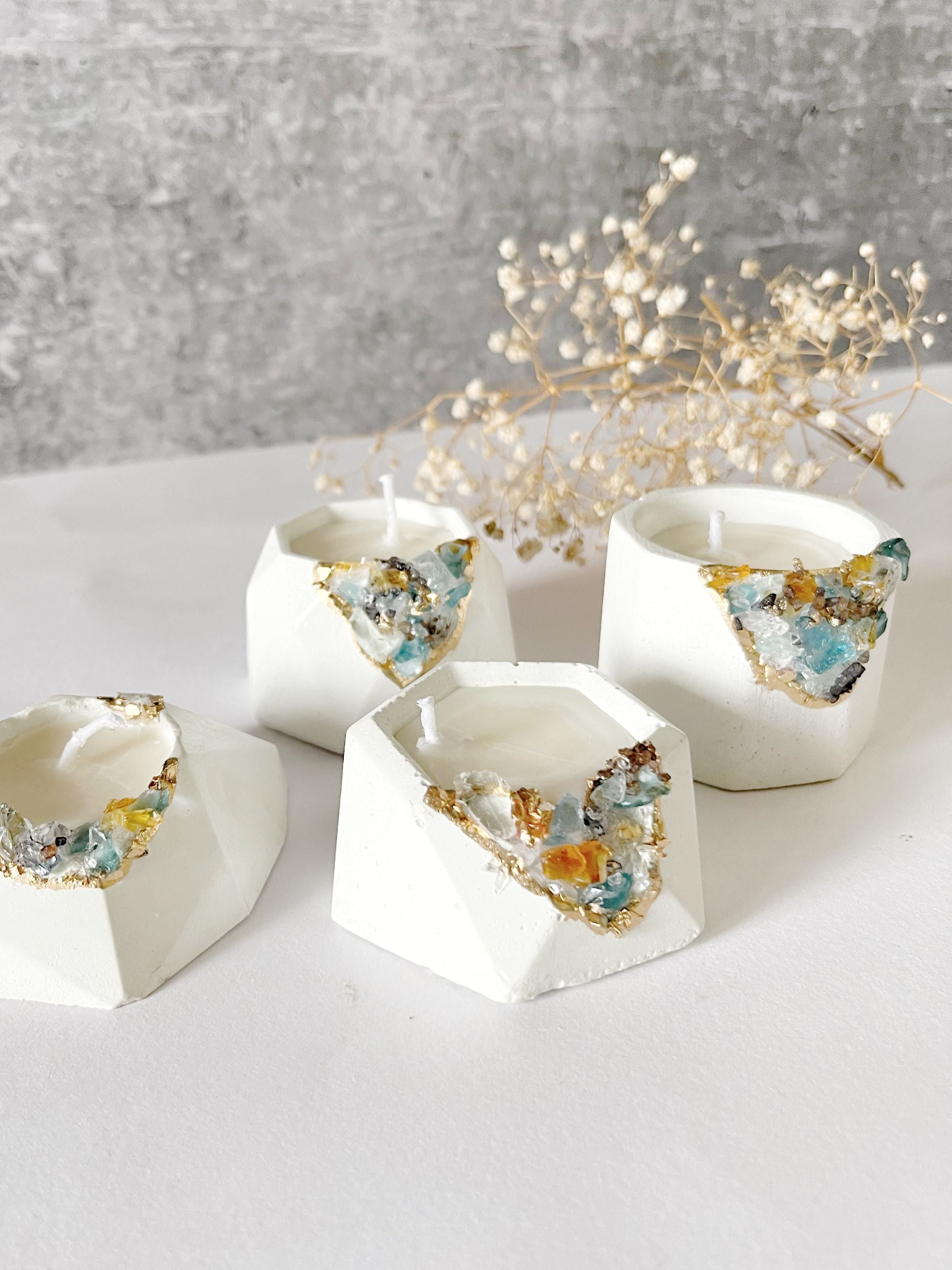 Concrete & Crystal Tea Light