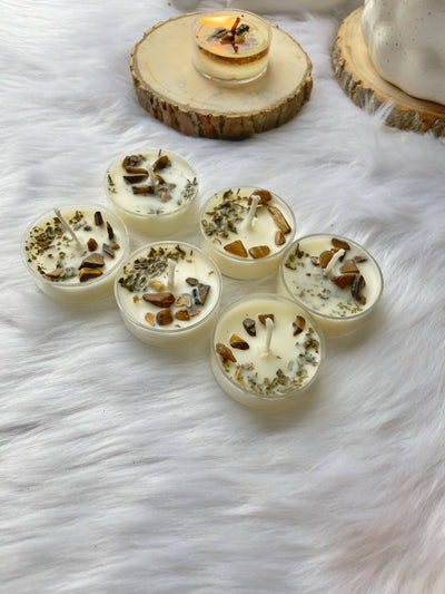 Scented Tea Light Candles - Tiger Eye & Peppermint E.O - Set of 8