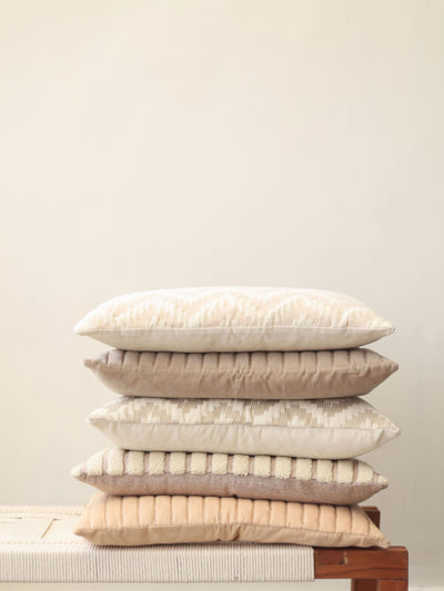 Cushion Cover - Striped Ivory Oblong