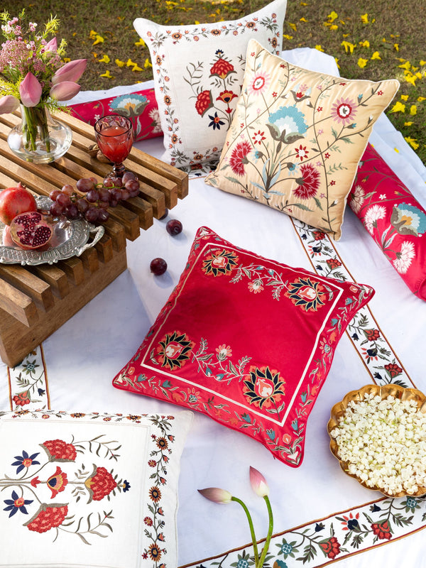 Cushion Cover - Daneen Red Embroidered