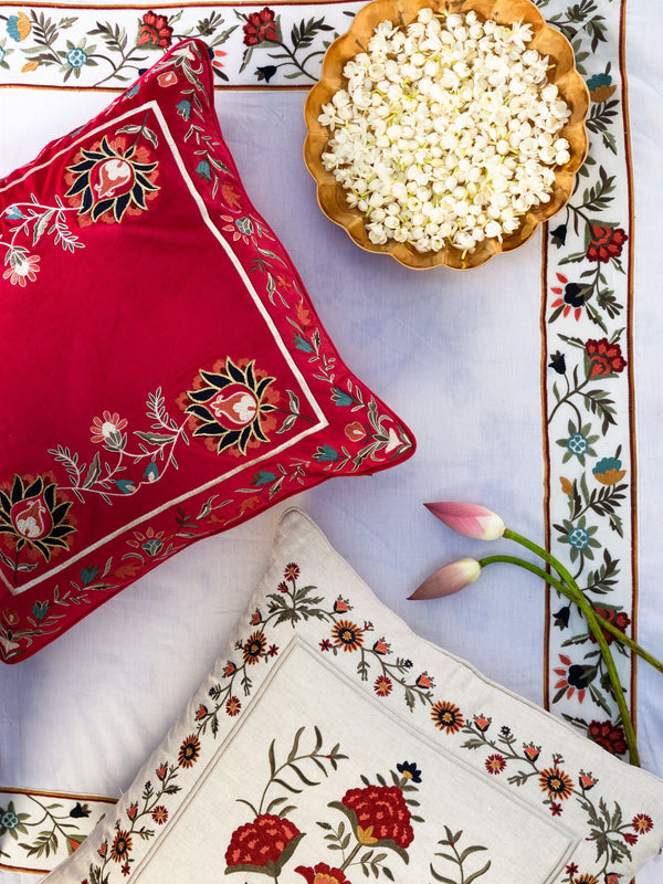 Cushion Cover - Daneen Red Embroidered