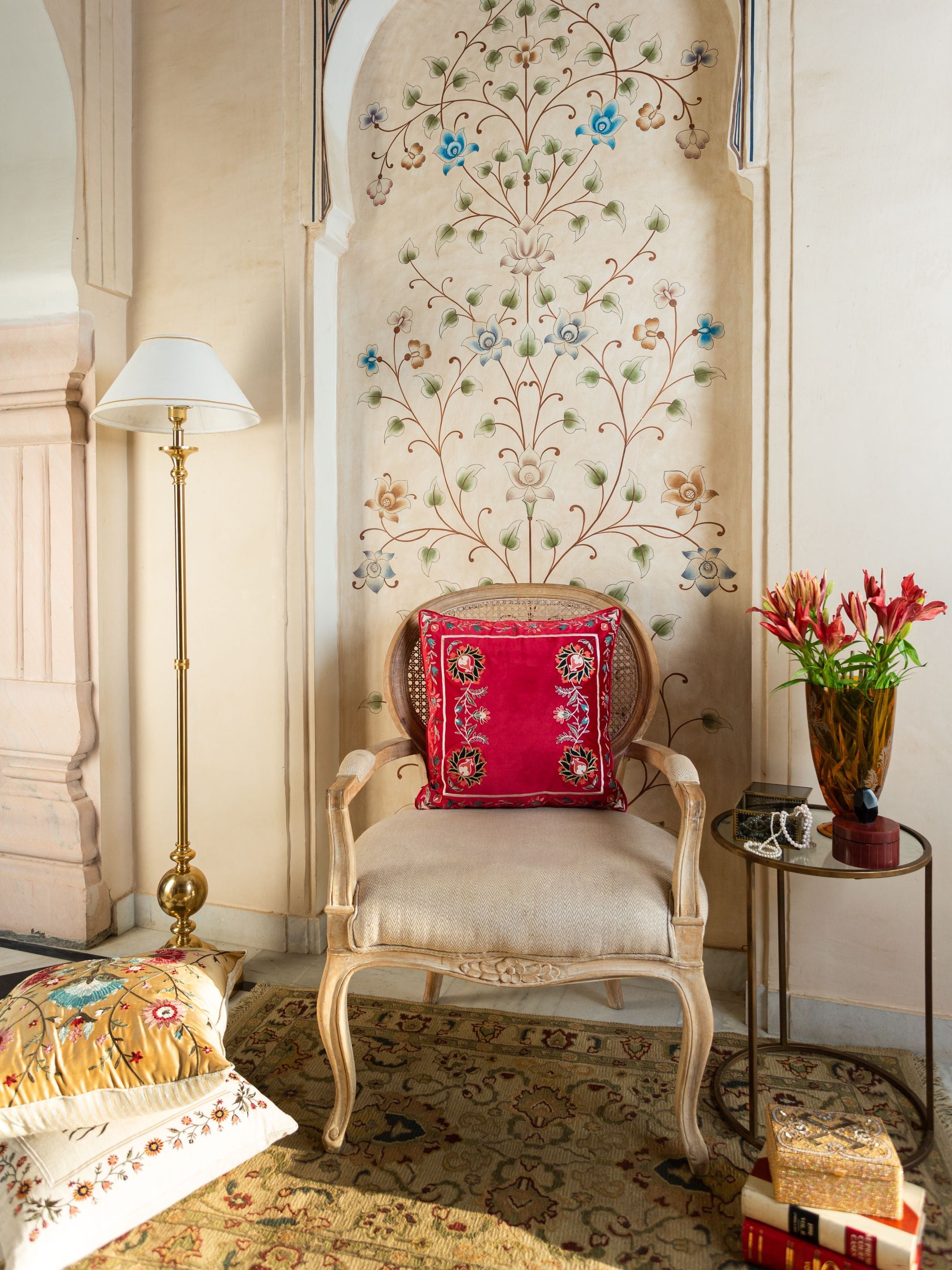 Cushion Cover - Daneen Red Embroidered