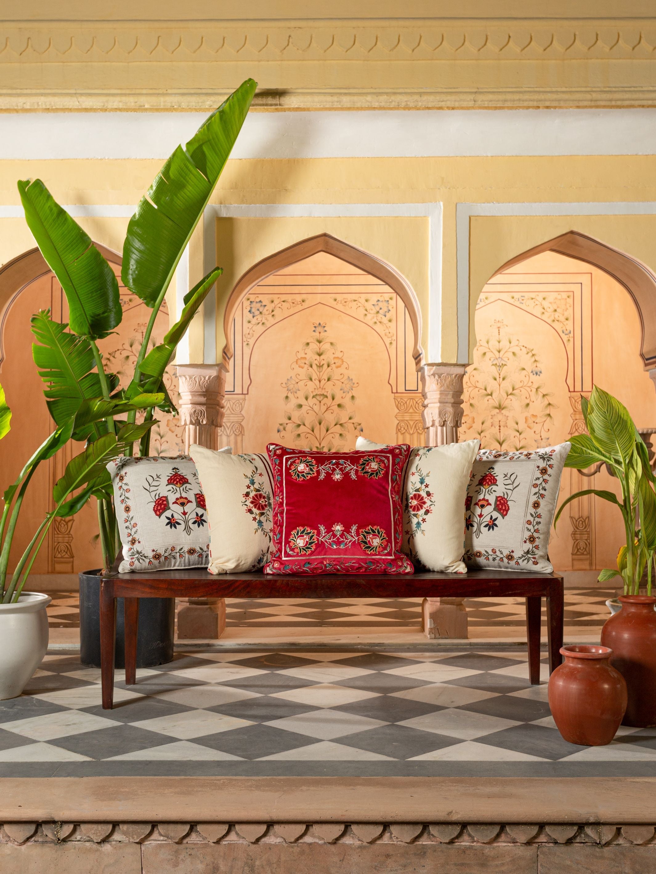 Cushion Cover - Daneen Red Embroidered
