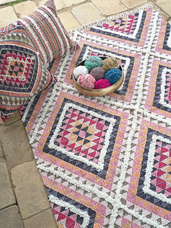 Dapple Embroidered Cotton Rug