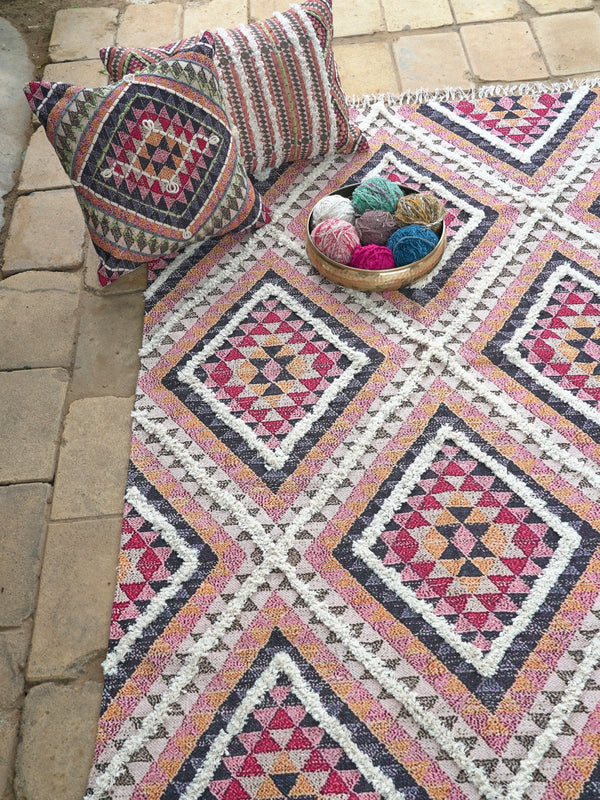 Dapple Embroidered Cotton Rug