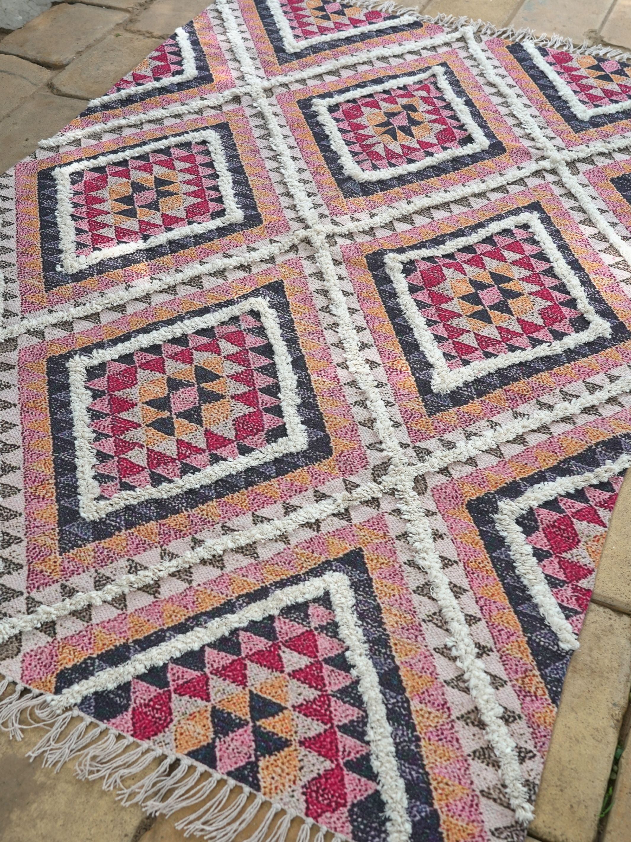 Dapple Embroidered Cotton Rug
