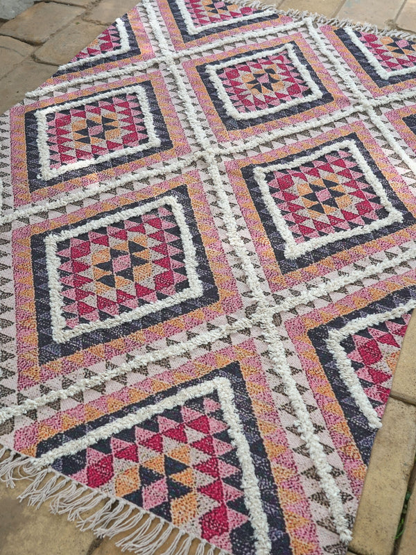 Dapple Embroidered Cotton Rug
