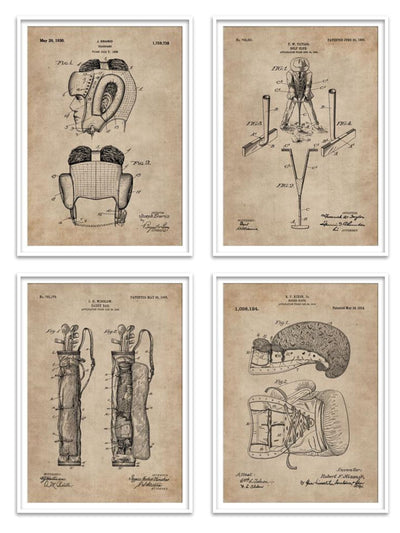 Den Series - Golf & Boxing Set of 4 Wall Prints