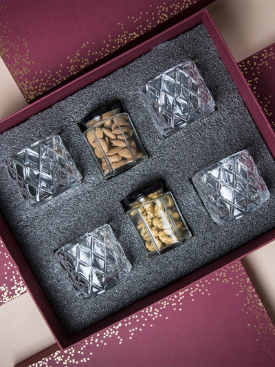 Diamond Glass & Snacks Gift Box