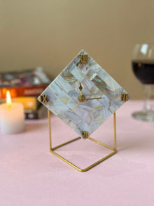 Desktop Clock - MOP in Diamond Shape