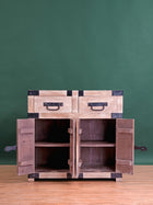 Dramatic Metal Braces Cabinet