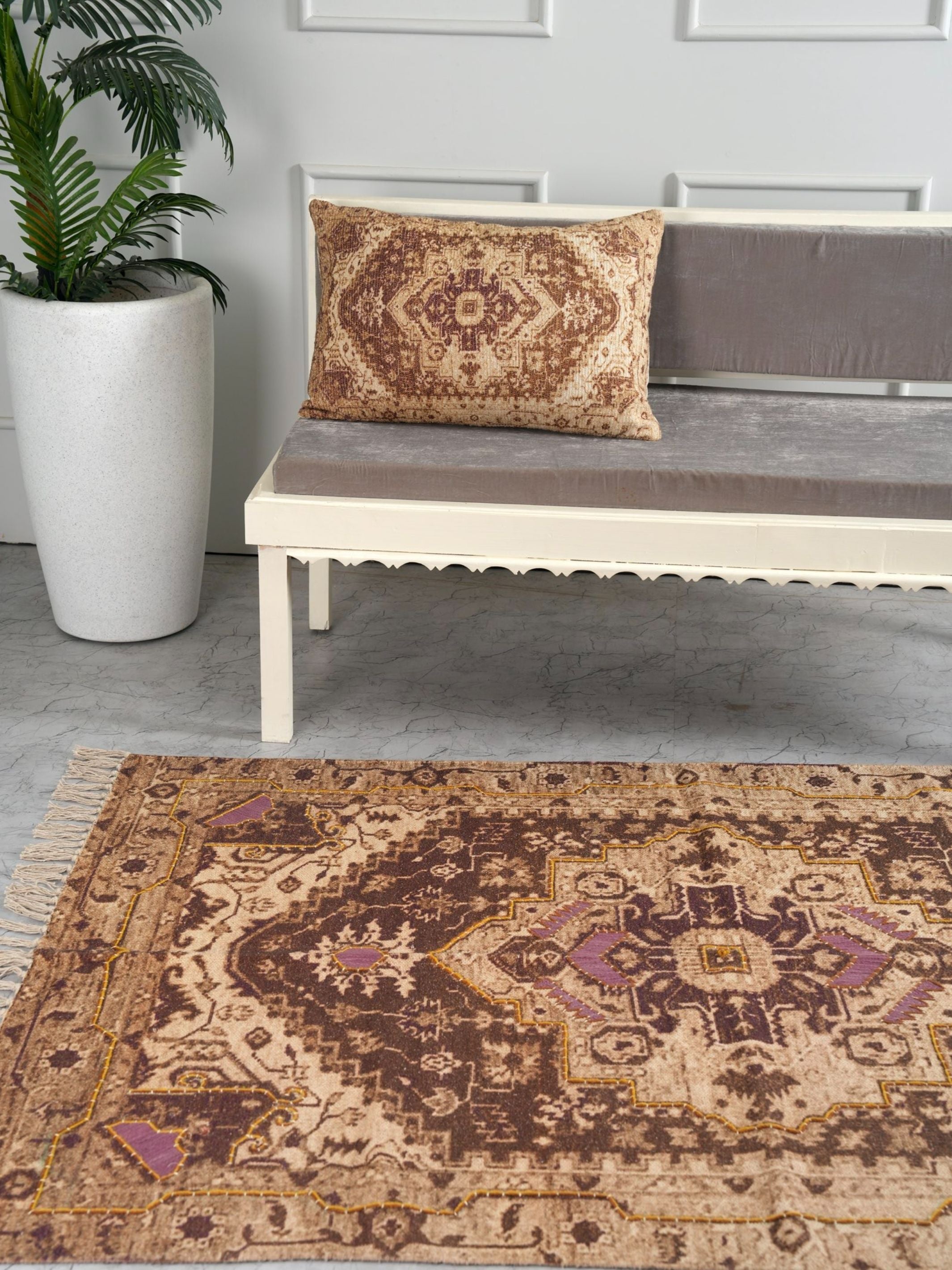 Embroidered Rug - Earthy Elegance
