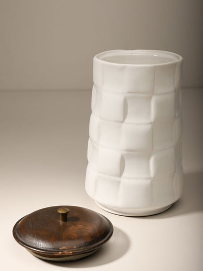 Embossed Checked Ceramic Jar