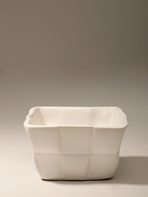 Embossed Checked White Bowl