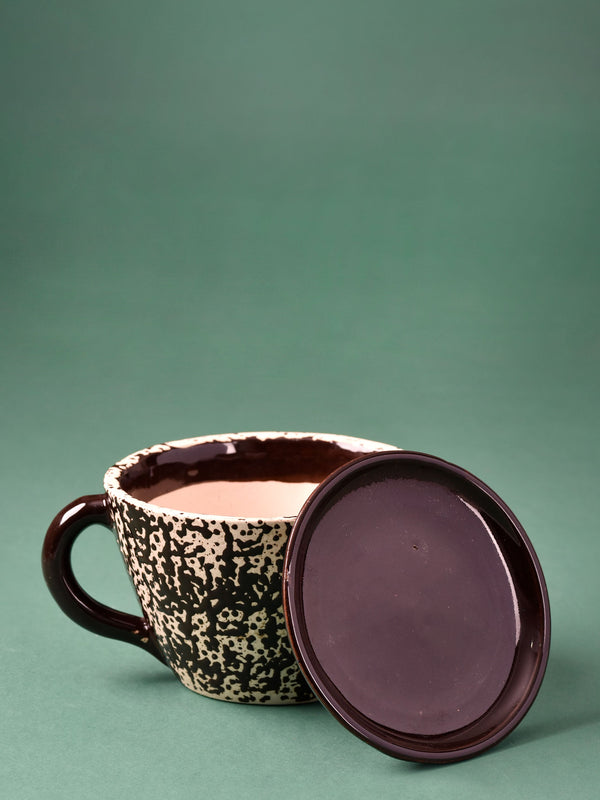 Embossed Cup & Saucer Planter - Brown