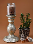 Embossed Silver Candle Stand
