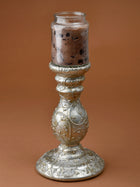 Embossed Silver Candle Stand