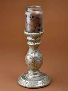 Embossed Silver Candle Stand