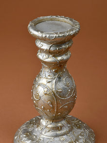 Embossed Silver Candle Stand