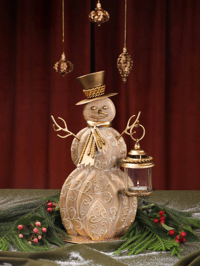 Embossed Snowman with Lantern