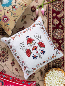 Cushion Cover - Faiza White Embroidered