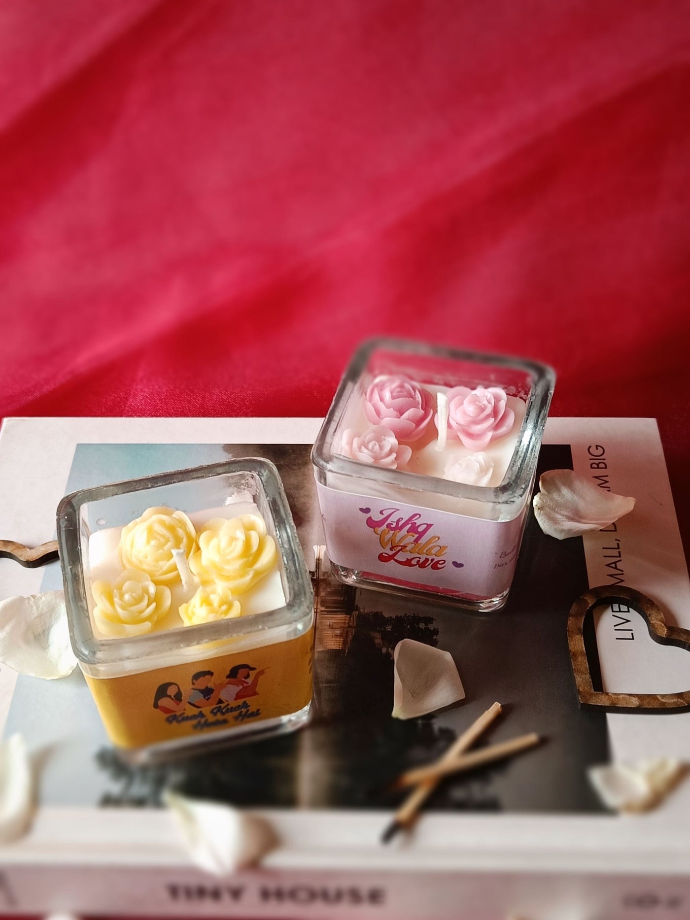 Tiny Rose Candles Set of 2 - Filmy Romance