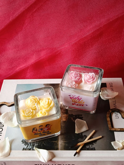 Tiny Rose Candles Set of 2 - Filmy Romance