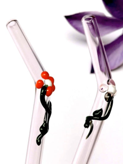 Floral Glass Straws