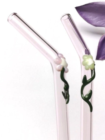 Floral Glass Straws