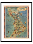 Wall Prints - Flying Clipper Ship Map