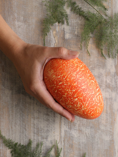 Handpainted Solid Wood Egg Orange