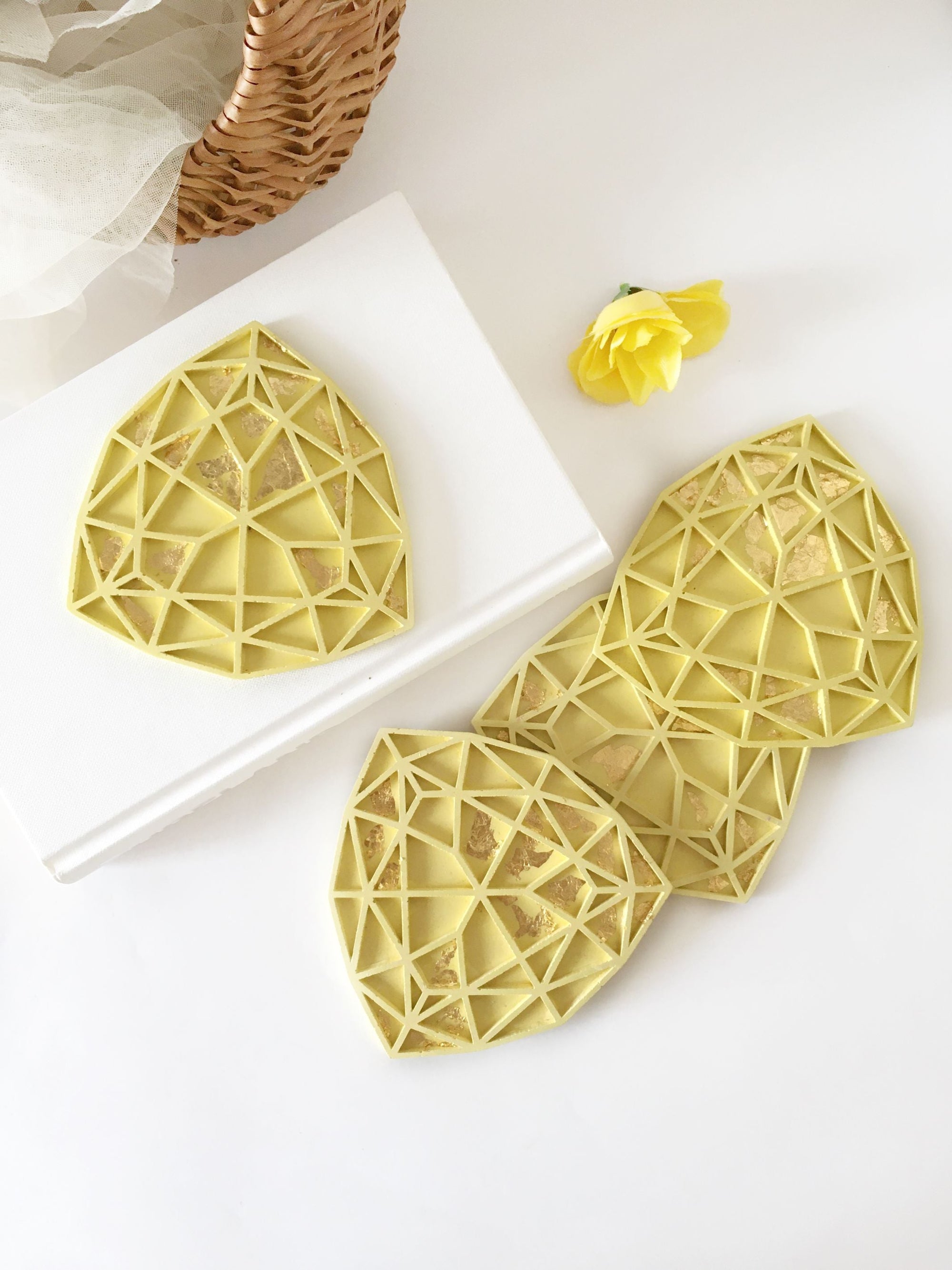 Gem Cut Concrete Coasters (set of 2)