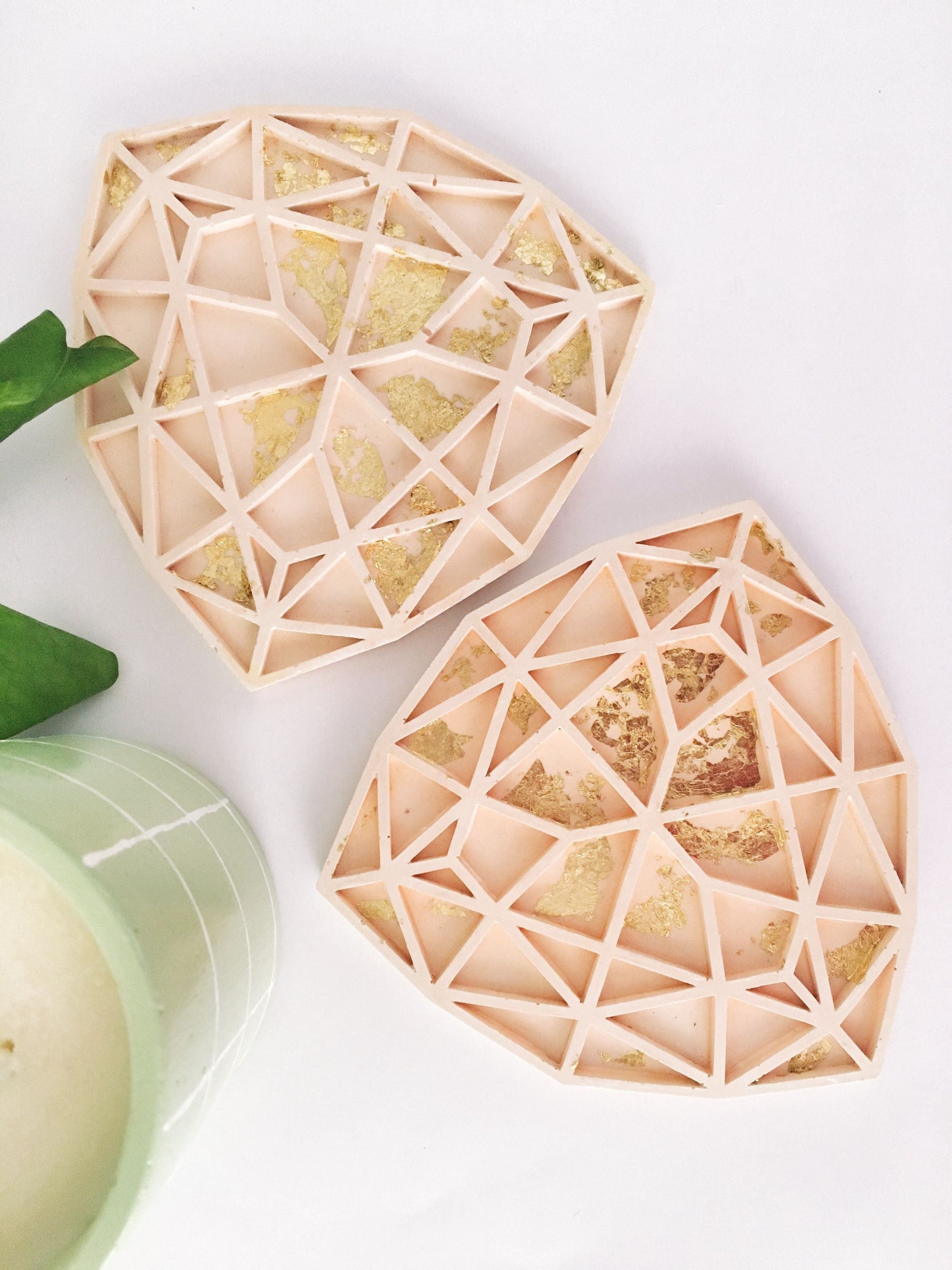 Gem Cut Concrete Coasters (set of 2)