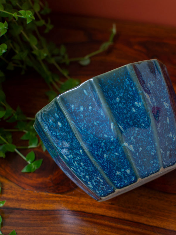 Geometric Ceramic Planter Blue