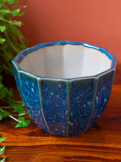 Geometric Ceramic Planter Blue