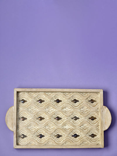 Hand Carved Damask Wood Tray