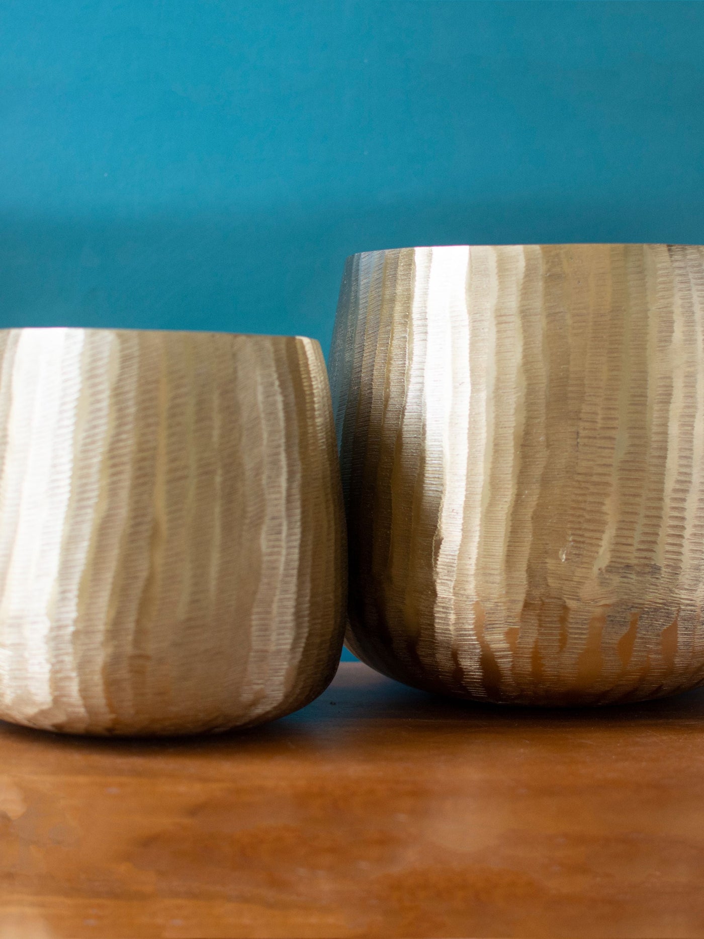 Gold toned Textured Handcrafted Planter Set of 2